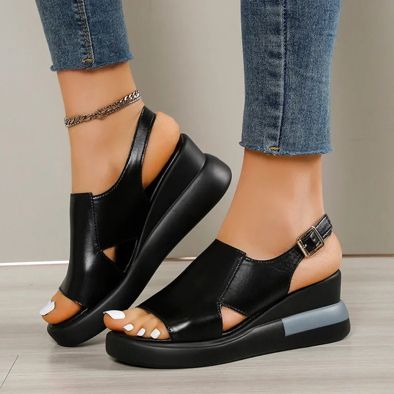 Roman Style Platform Sandals - Thick Heel Design