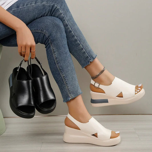Roman Style Platform Sandals - Thick Heel Design